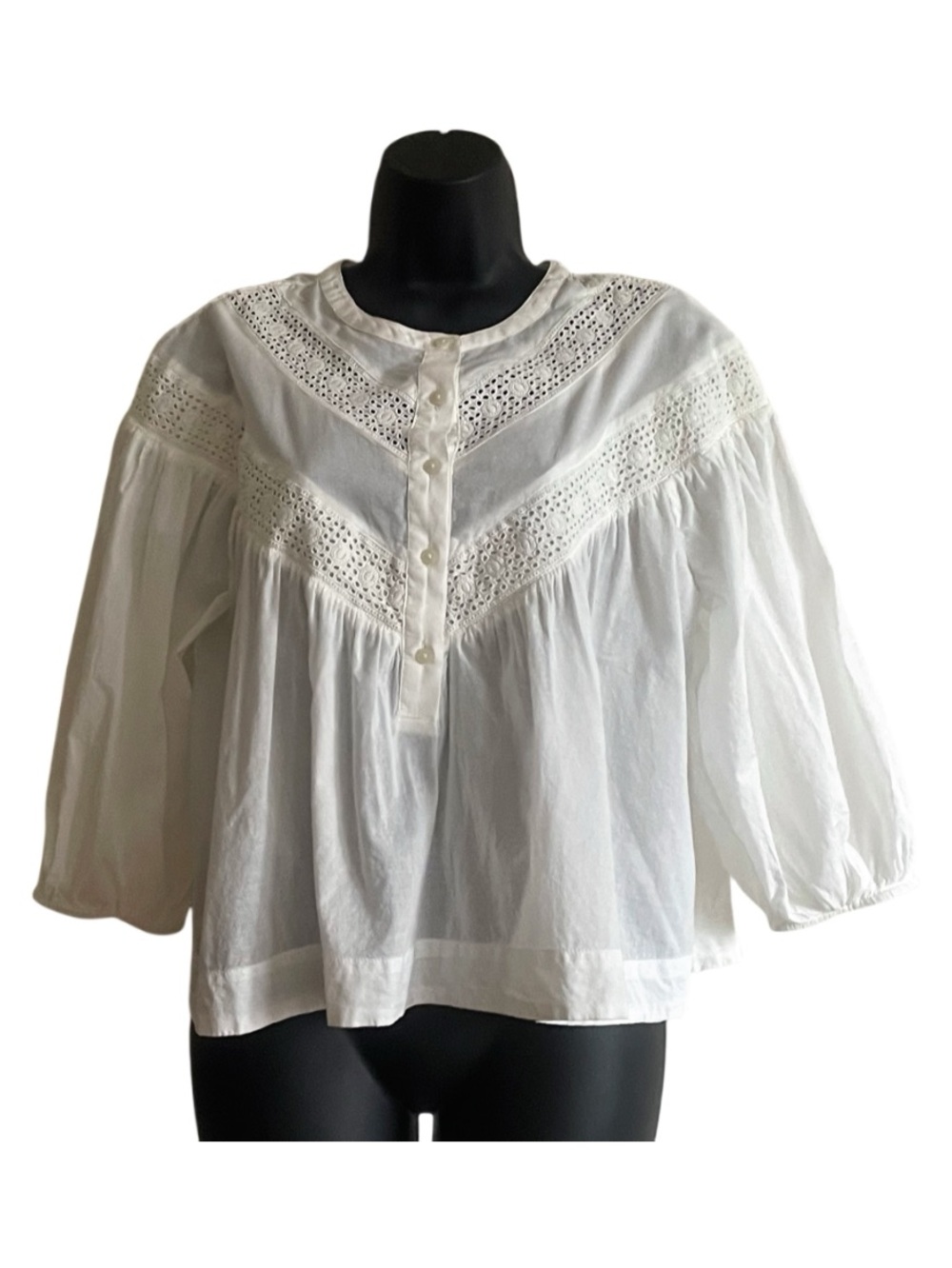 Treasure & Bond White Eyelet Peasant Blouse